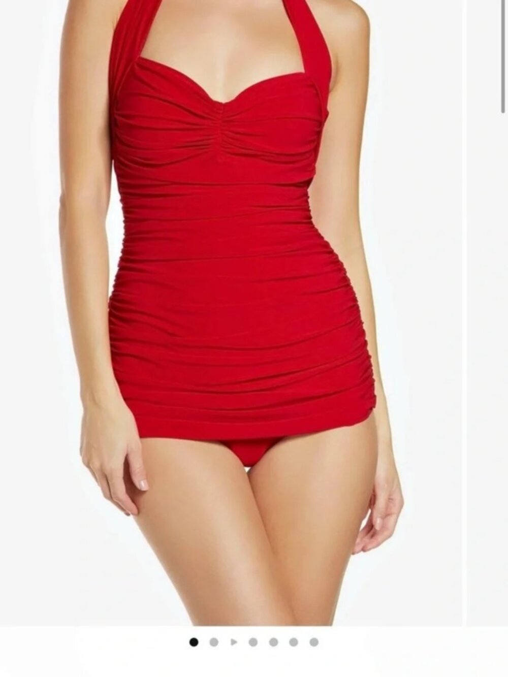 Norma Kamali Bill Mio Halter One Piece Swimsuit - Red/Large